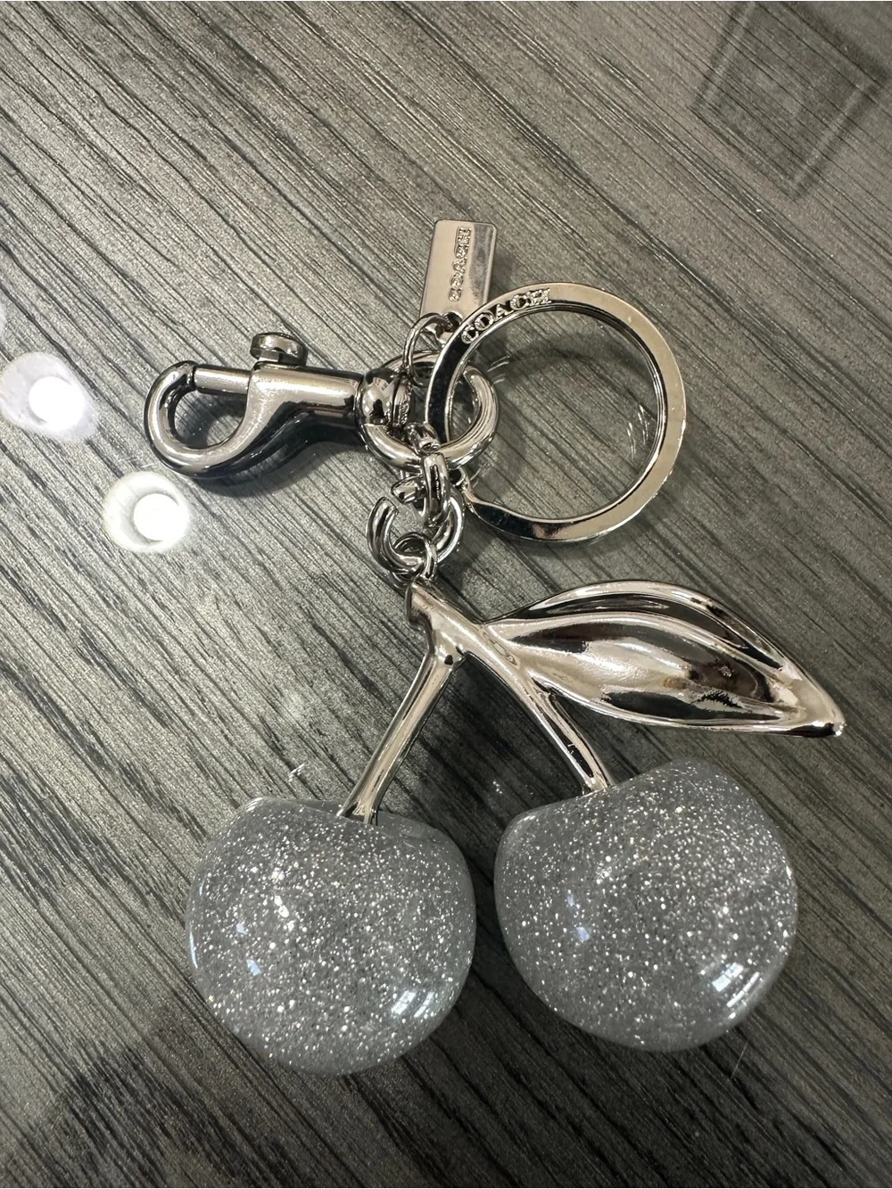 Coach Silver Glitter Cherry Keychain Pendant - Women Accessories - Picture 1 of 3